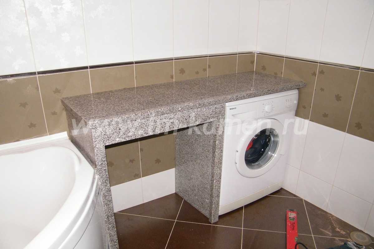 Столешница из гипсокартона в ванной под раковину и стиральную машину