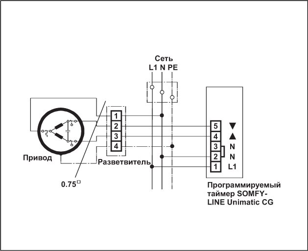 Схема подключения электропривода жалюзи
