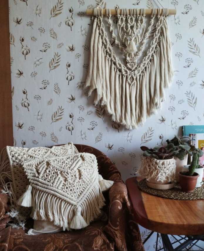 Фото и схемы плетения панно макраме на стену своими руками: современный взгляд на макраме в интерьере