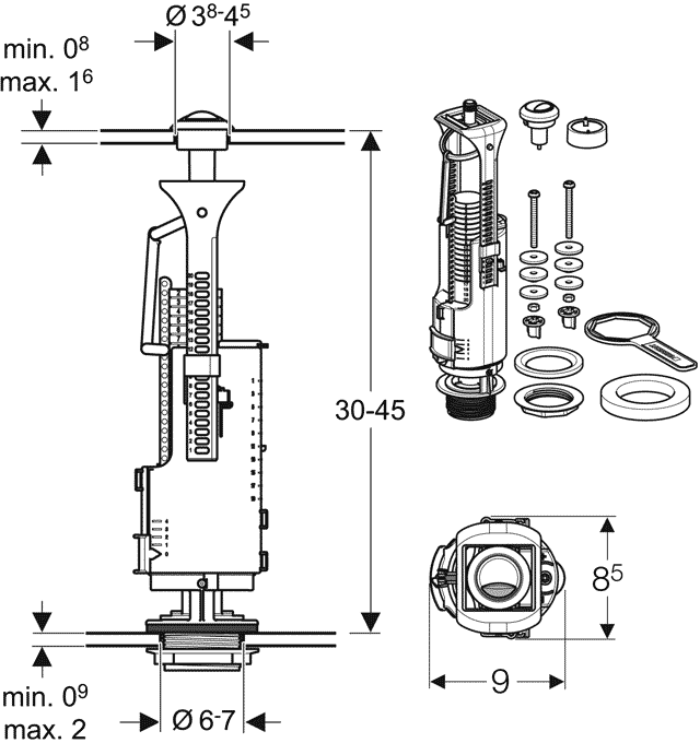 Протекает сливной бачок унитаза через клапан слива, не держит воду, пропускает: ремонт впускного запорного, с нижним подводом