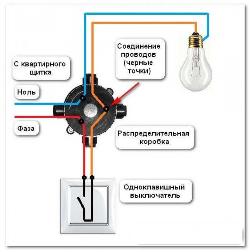 Схема подключения выключателя света с одной клавишей: инструкция