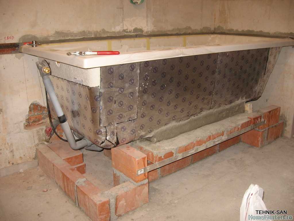 Установка акриловой ванны своими руками на кирпичи и металлический каркас: особенности проведения работ